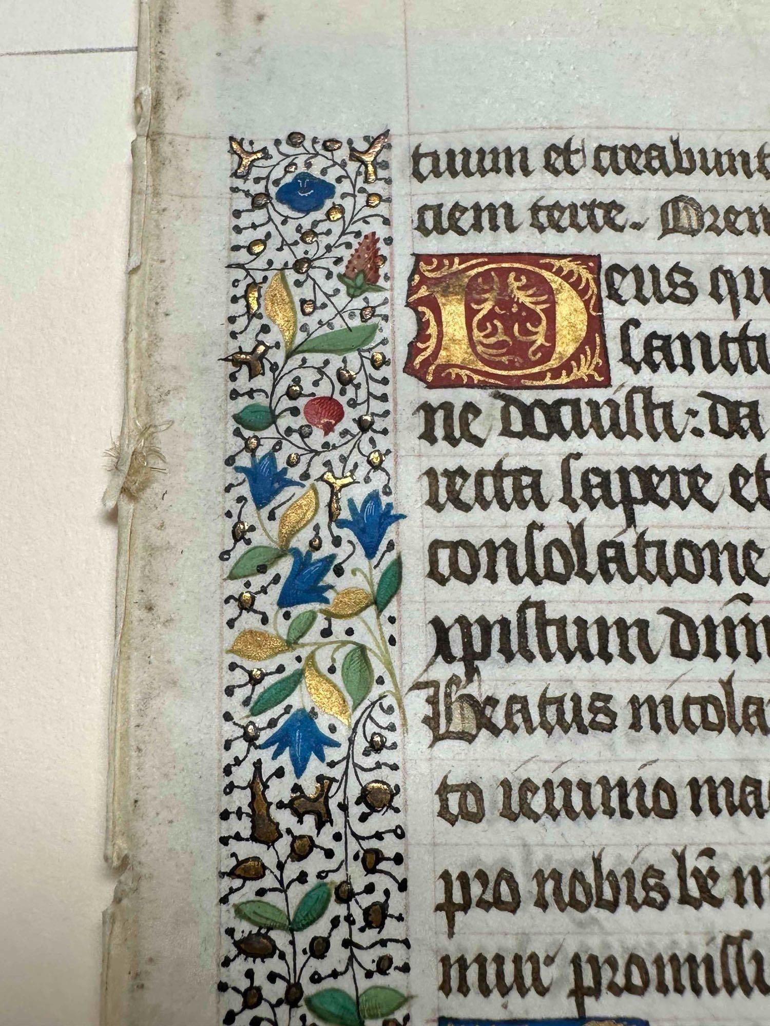 Gothic | Manuscript Latin Single Leaf from Book of Hours (Circa 1475 ...