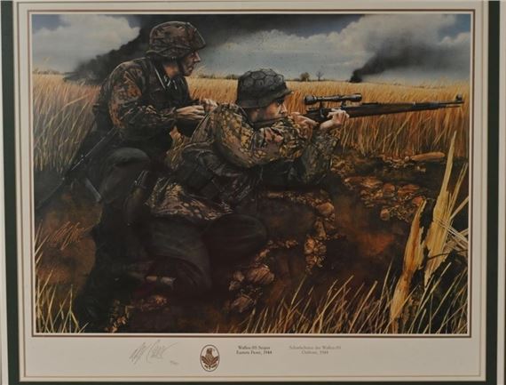 Max Crace | WWII GERMAN WAFFEN SS SNIPER ART PRINT MAX CRACE (1944 ...