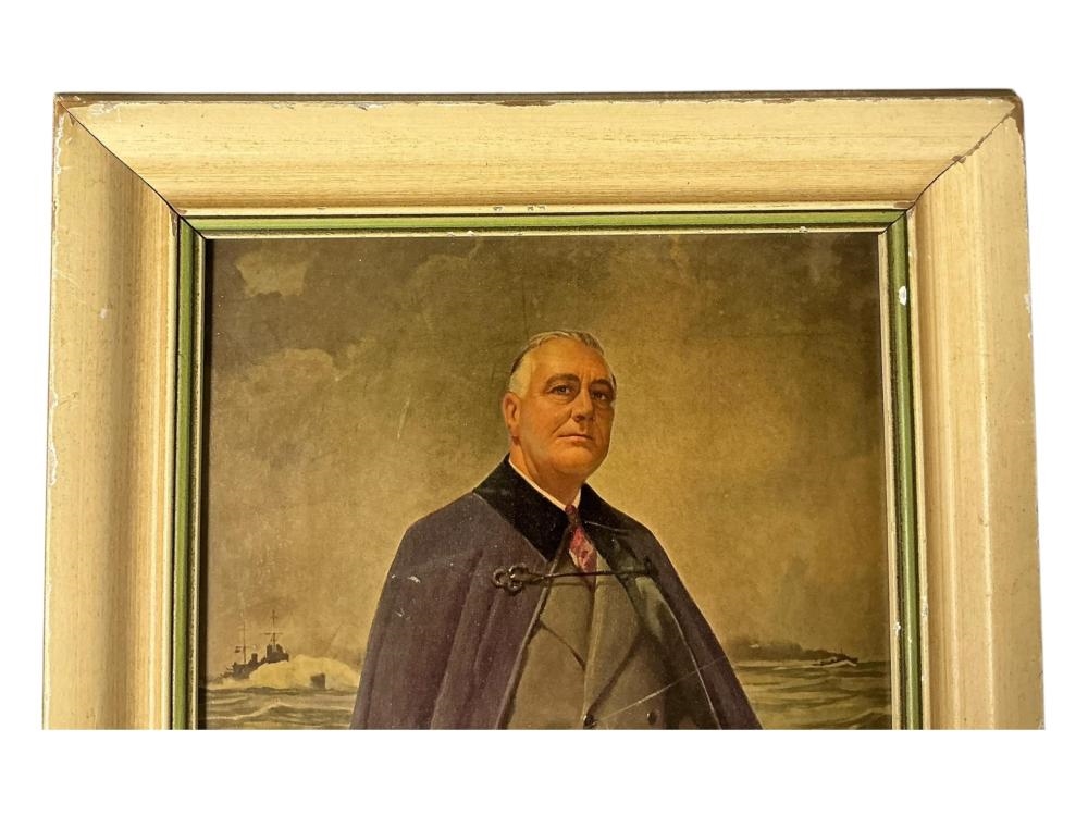Artwork by Irving Sinclair, Framed Portrait of Franklin D. Roosevelt, Made of oil