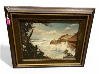 Oil Painting by George Haycook of Seashore Painting measures 15.5” x 11.75”; frame measures 22” x 18.5 - George Haycook