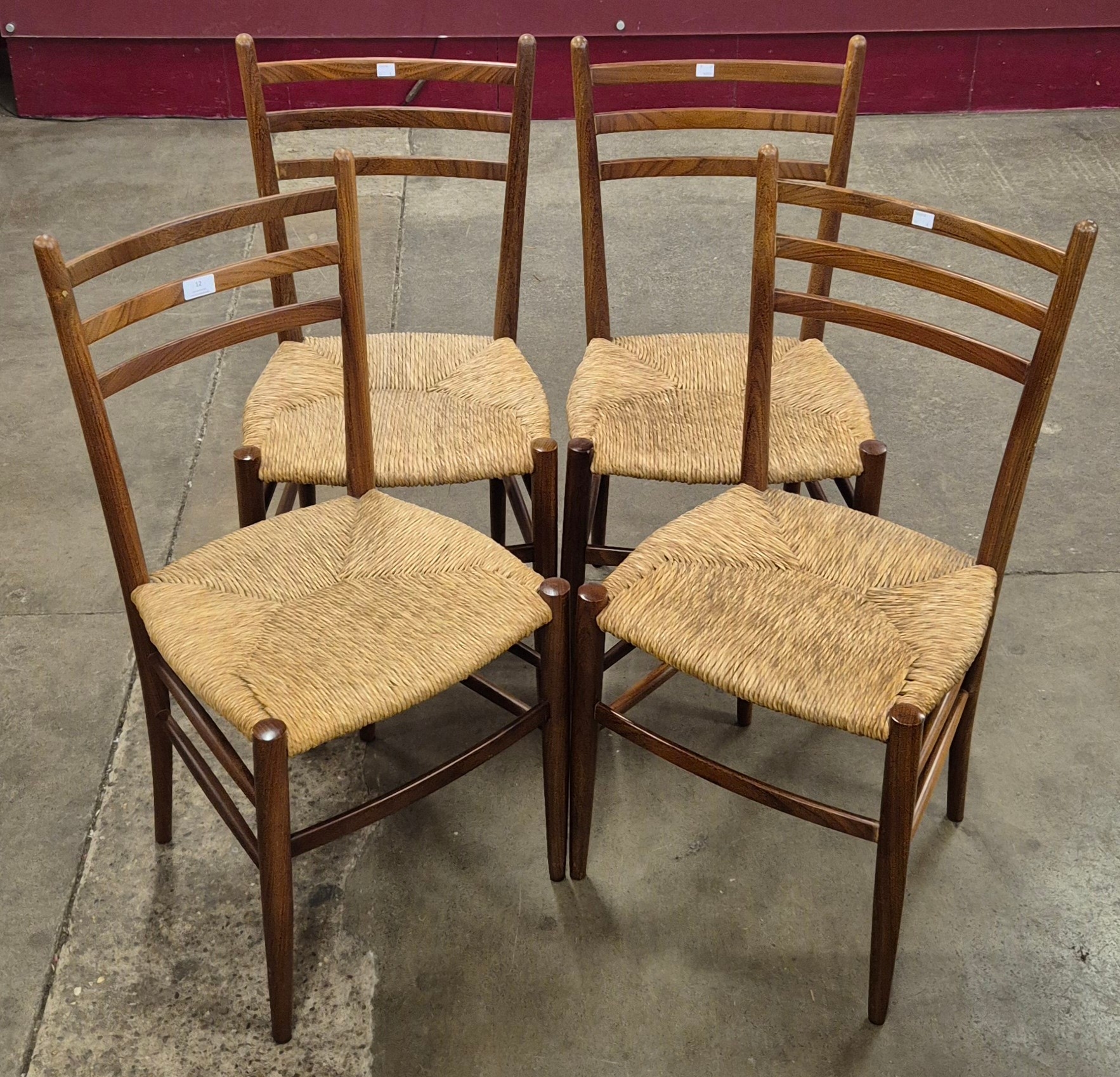Otto Gerdau | A set of four Italian teak and rush seated dining chairs ...