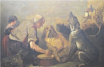 After/follower of Edward Lewis Kinloch (American 1859-1923) oil on canvas, owners attending to their - Edward Lewis Kinloch