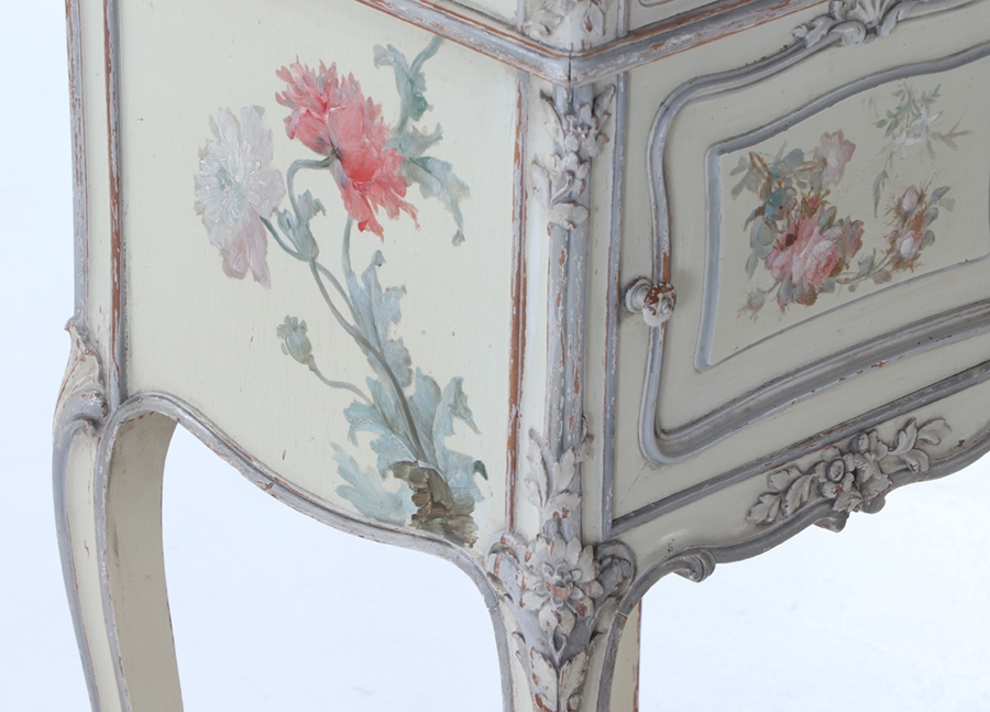 LOUIS | French Louis XV style paint decorated marble top night stand ...