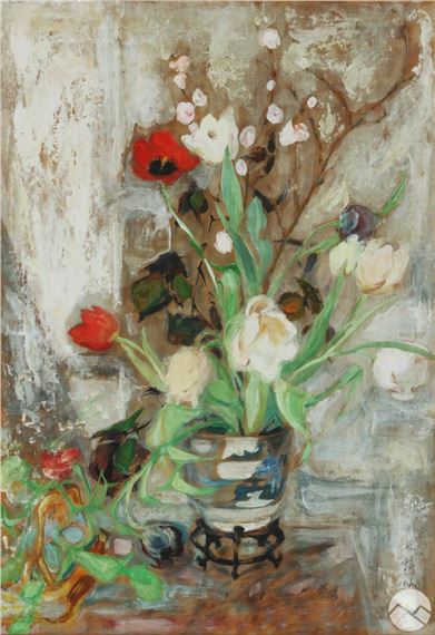 Le Pho (1907-2001) La Fleurs et la Roses Painting by Lê Phổ