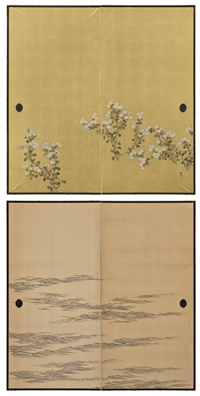 Chrysanthemums and waves