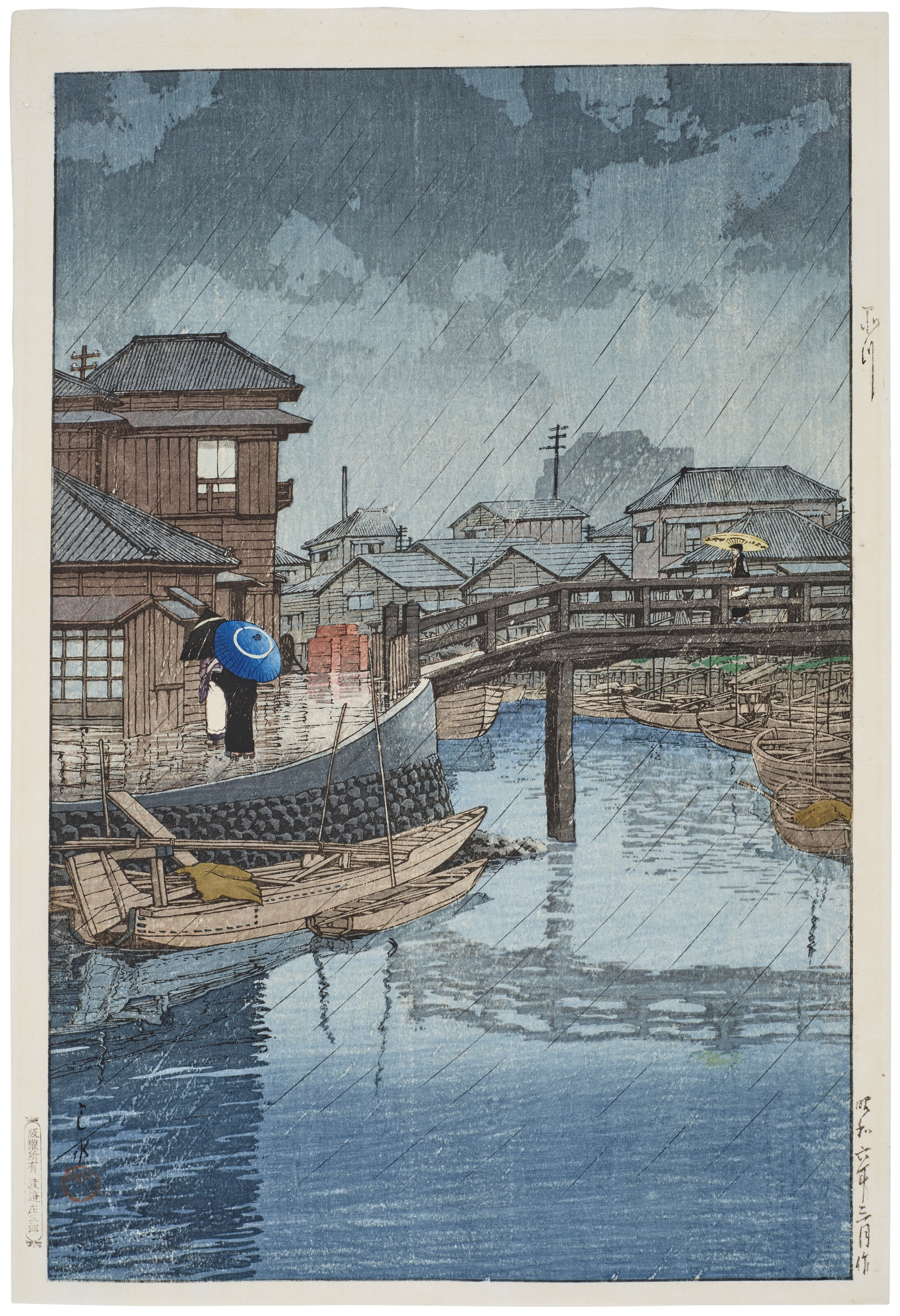 Artwork by Hasui Kawase, Shinagawa, Made of Woodblock print