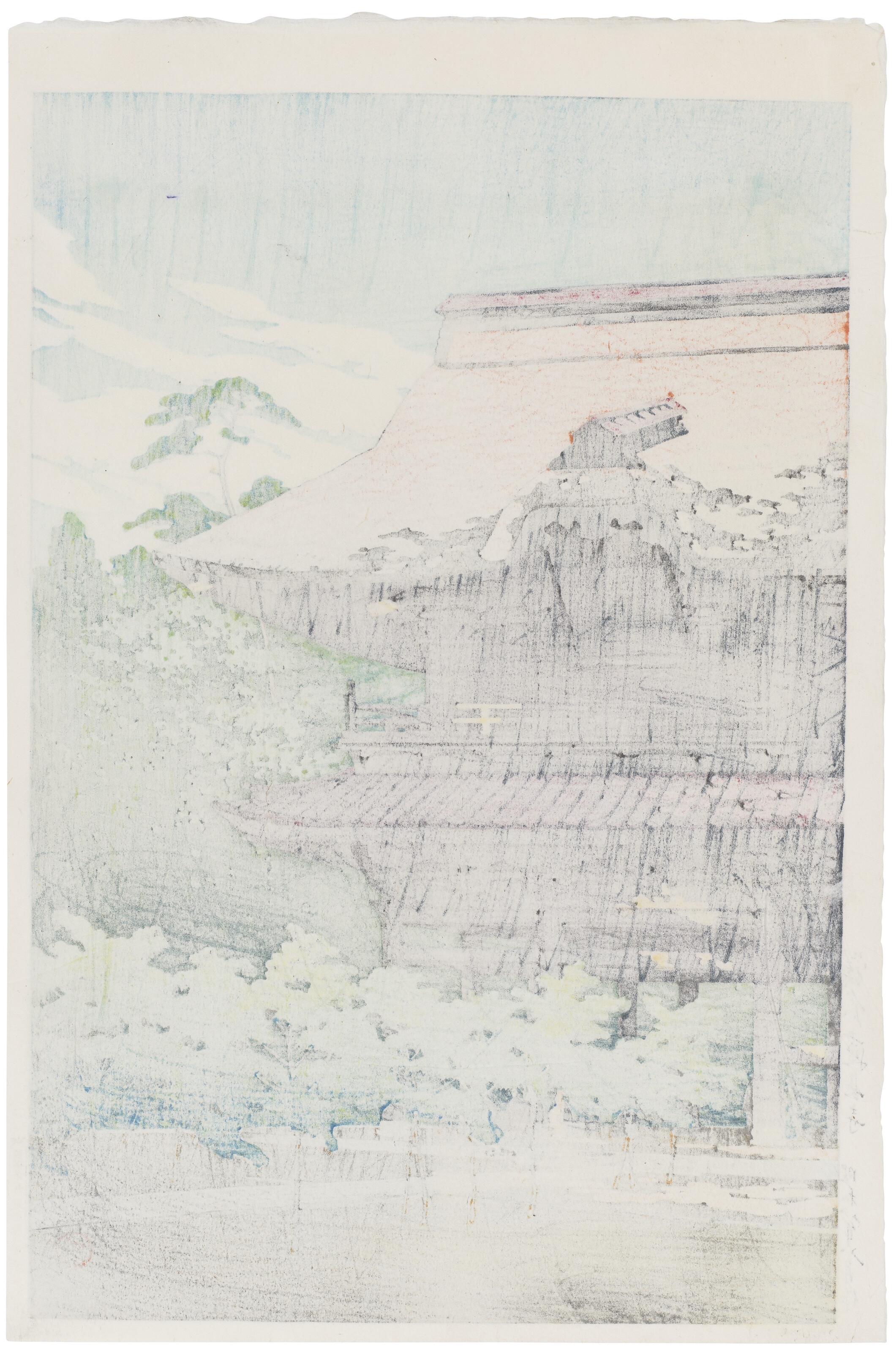 Artwork by Hasui Kawase, Kamakura Kenchoji (Kenchoji Temple in Kamakura), Made of Woodblock print