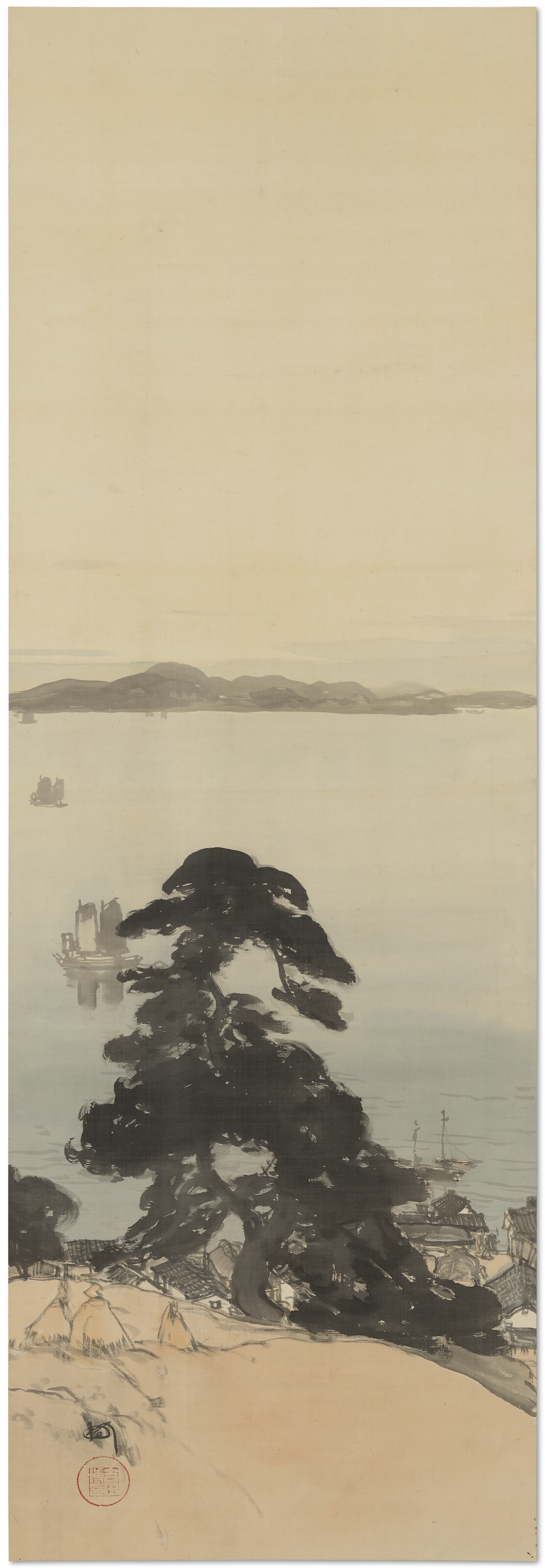 Hiroshi Yoshida | Pine Trees and Sea Port | MutualArt