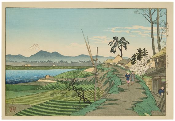 Yaguchi no watashi (The ferry port of Yaguchi by Takahashi Shōtei, dated March 1922