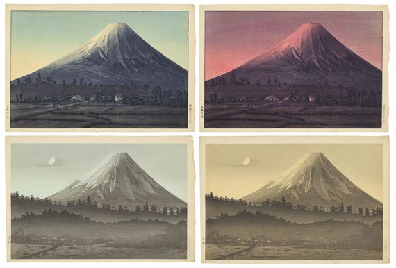 A group of four prints of Mount Fuji by Takahashi Shtei