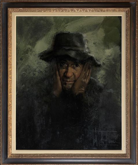 Portret van een man met hoed - Roger van Belleghem