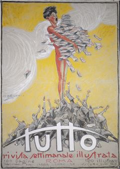 Original cover of the weekly ‘Tutto’ (historical illustrated magazine - Cesare Annibale Musacchio