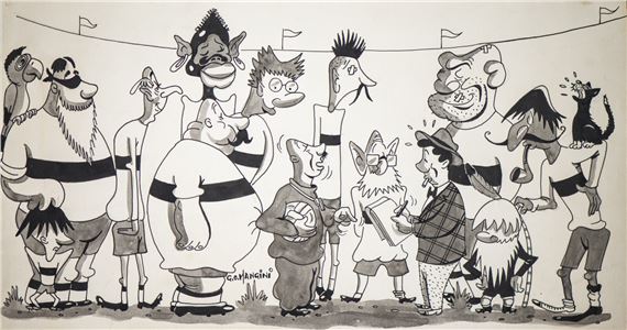 Baseball cartoon made for the satirical magazine Settimo Giorno - Giancarlo Mangini