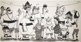 Baseball cartoon made for the satirical magazine Settimo Giorno - Giancarlo Mangini