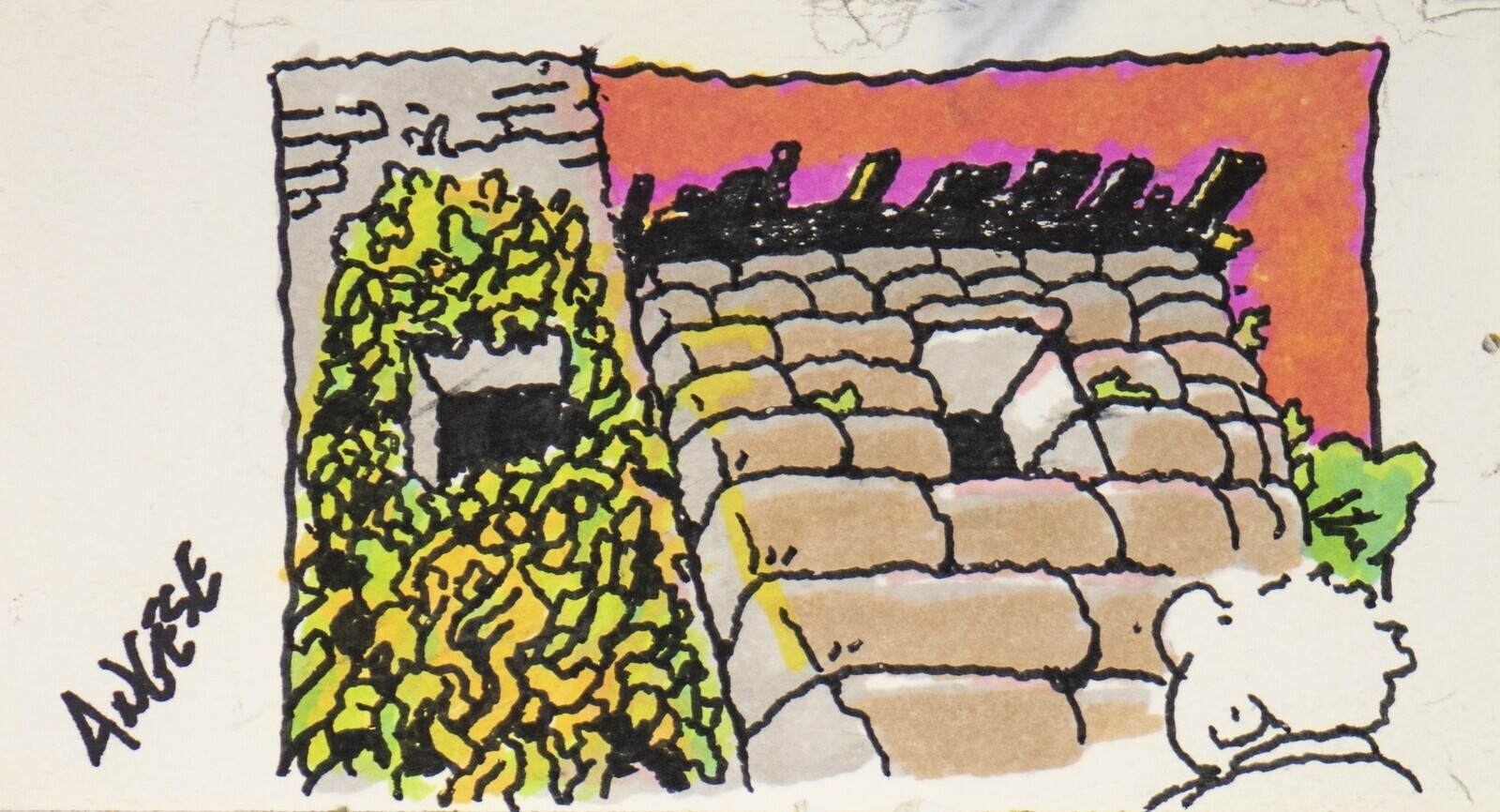 Artwork by Sergio Angeletti (angese), 3 satirical boards, Made of Pennarelli e acquarello su cartoncino