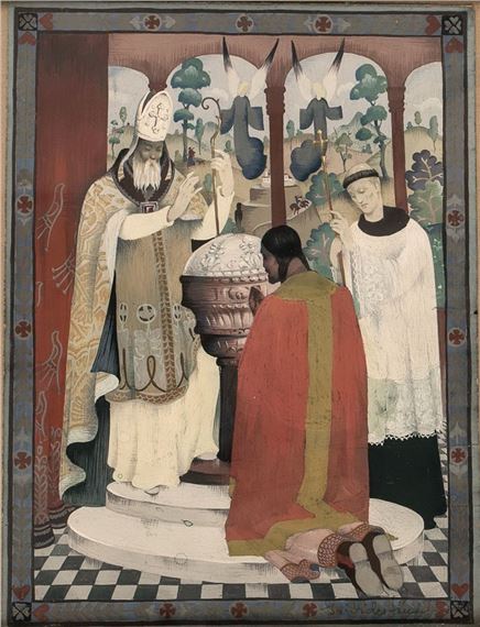 Vajk megkeresztelése by Sándor Basilides, 1930