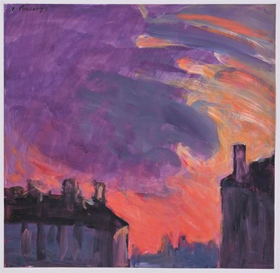 Sky over the city of Lyon (Ciel sur la Ville series)  (x by Jacques Poncet, dated 00