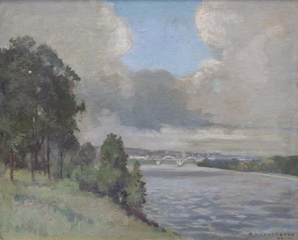 Artwork by Charles Lancaster, GREY ST. BRIDGE, BRISBANE, Made of OIL ON BOARD