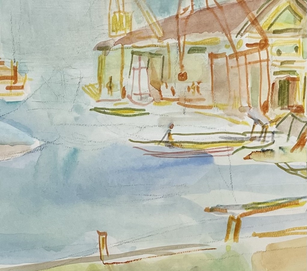 Artwork by Nahum Gutman, The Port of Jaffa, Made of Watercolor