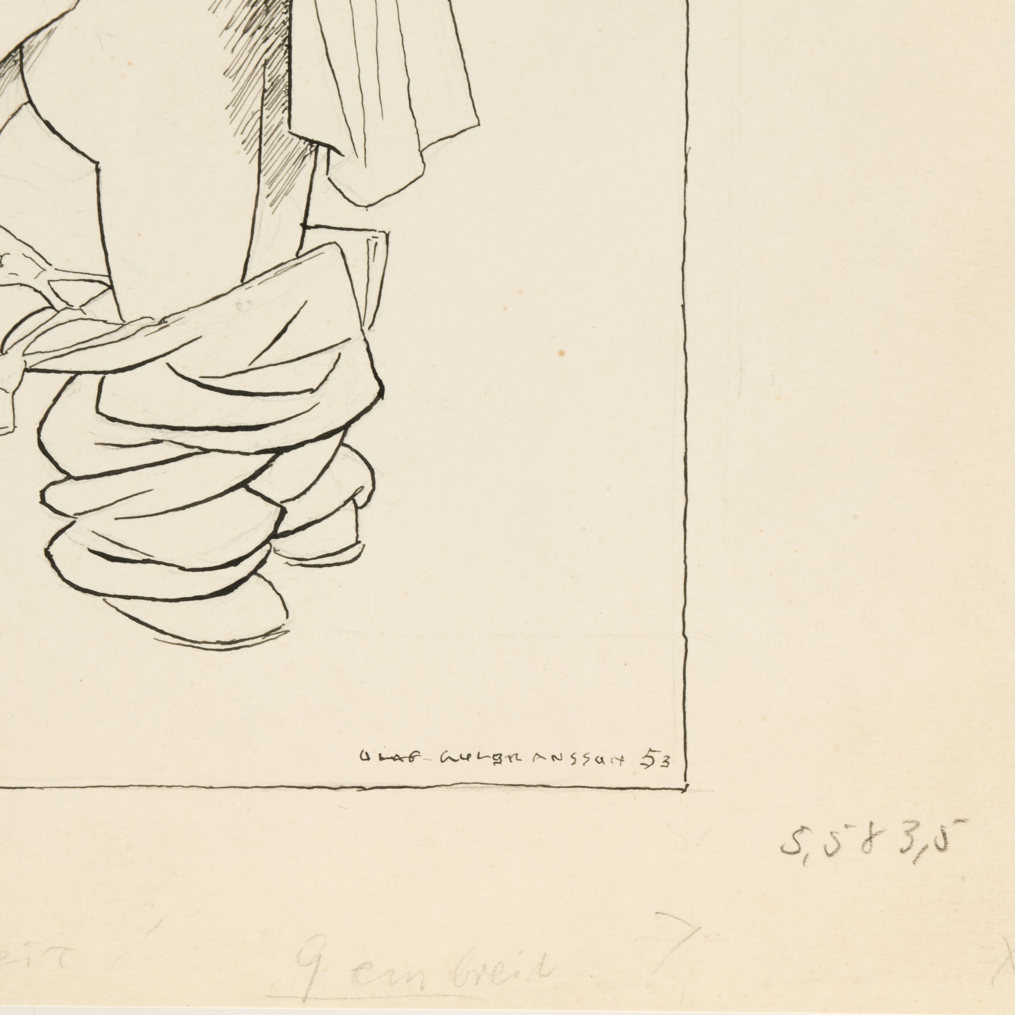 Artwork by Olaf Gulbransson, Man with his Pants Down, Made of Pencil, ink on paper