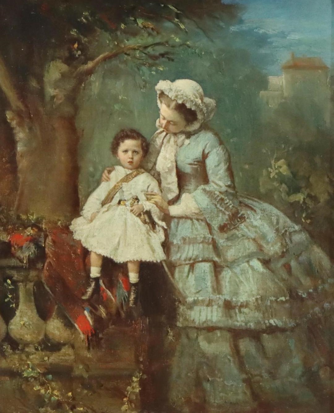 Artwork by Eugène Lagier, The Prince Imperial and Empress Eugenie, Made of Oil on canvas
