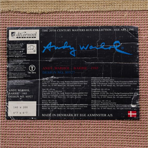 Andy Warhol | Carpet 'Barbie (20th Century) | MutualArt