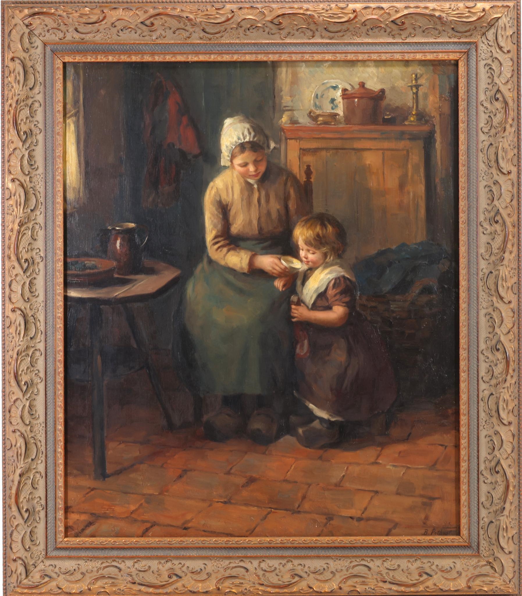 Bernard Jean Corneille Pothast | Realist scene of a mother and child in ...
