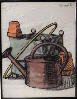 Renée WIRIATH - XXth Memory. Charcoal and watercolor. Titled and signed at the top. 61.5 x 47 cm on view - Renée Marie da Silva Wiriath