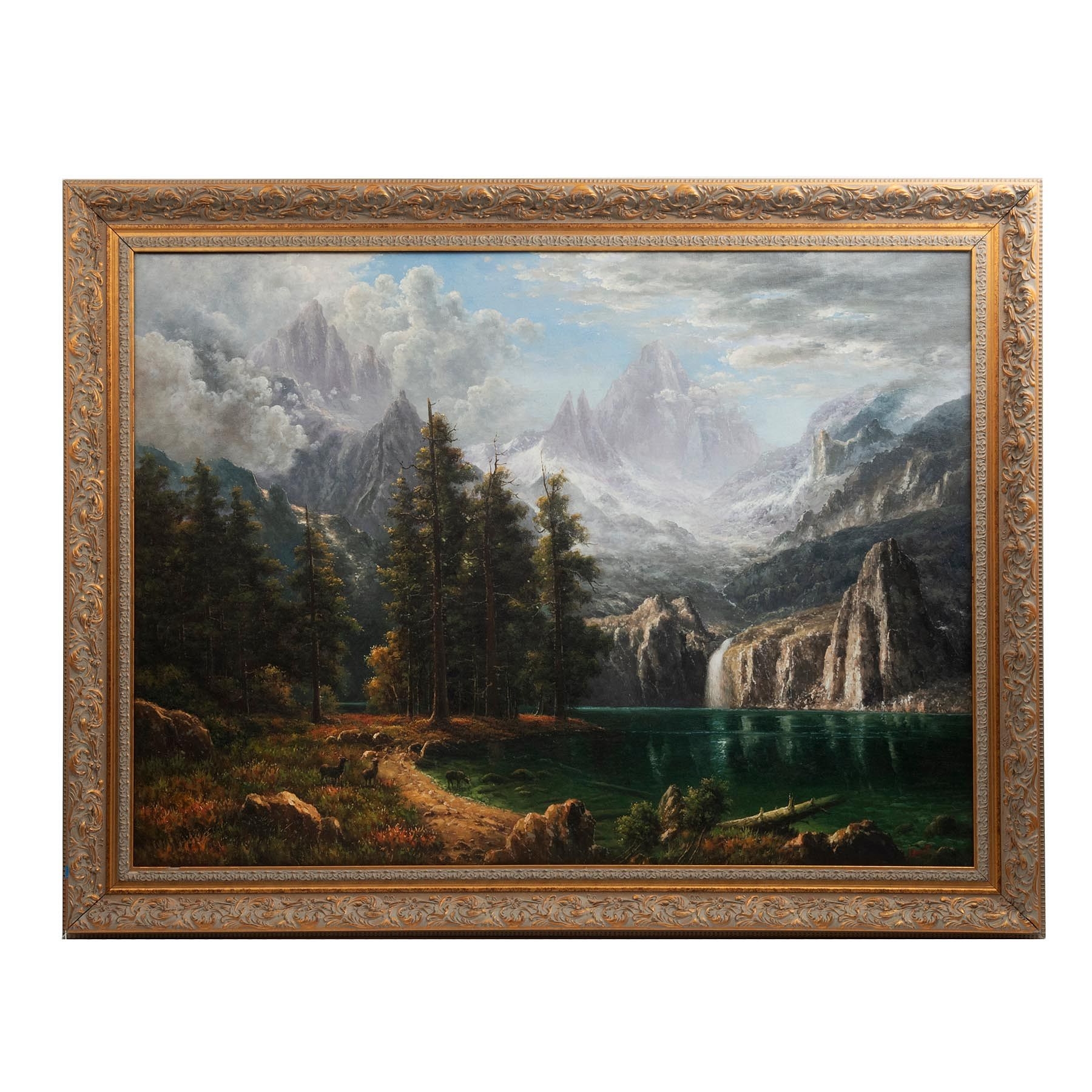 Artwork by J. Bennett, Paisaje con cascada, Made of oil on canvas