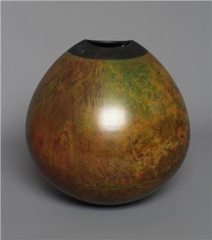 A LARGE STONEWARE SPHERICAL VASE with mottled bronze - Andrew Hill