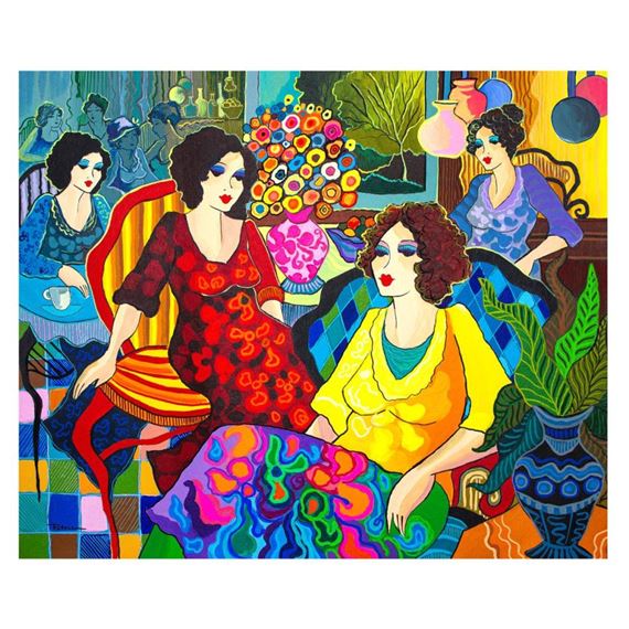 Patricia Govezensky- Original Acrylic on Canvas "Girls reunion by Patricia Govezensky
