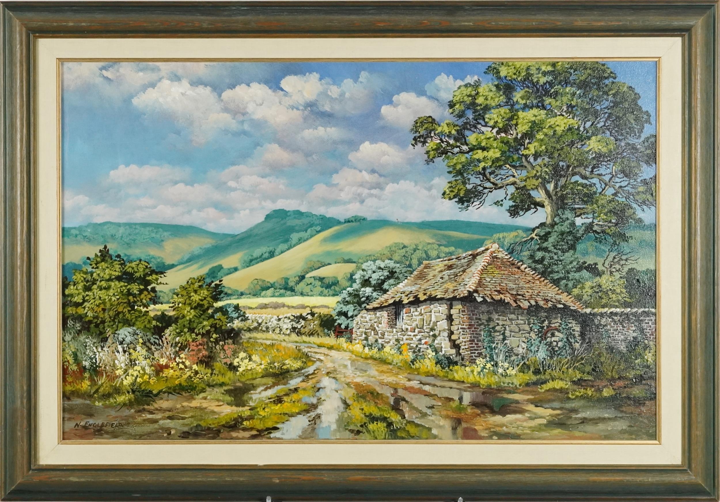 N. Englefield | N. Englefield - Hillside landscape with building (20th ...