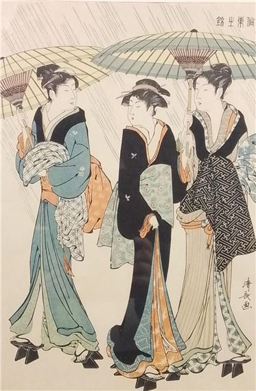 Torii Kiyonaga "Courtesans" Woodblock Print by Torii Kiyonaga