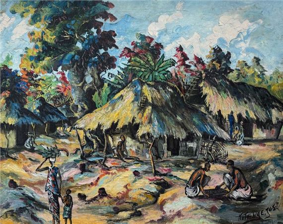 Untitled, (village scene), by Joseph Kitenge