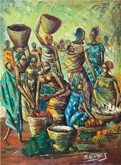 Untitled, (market scene) - Joseph Kitenge