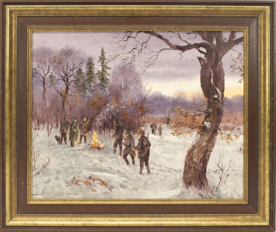 Artwork by Karl Hellmut Snethlage, Nach der Jagd, Made of oil on canvas