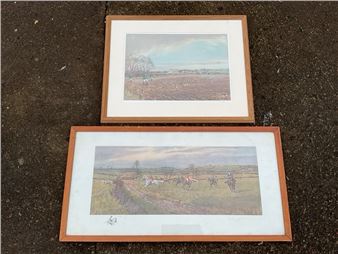 depicting a hunt in full cry with publishers blindstamp - F. A. Stewart