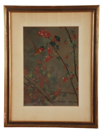 Hummingbird & Red Trumpets - Robert Bruce Horsfall