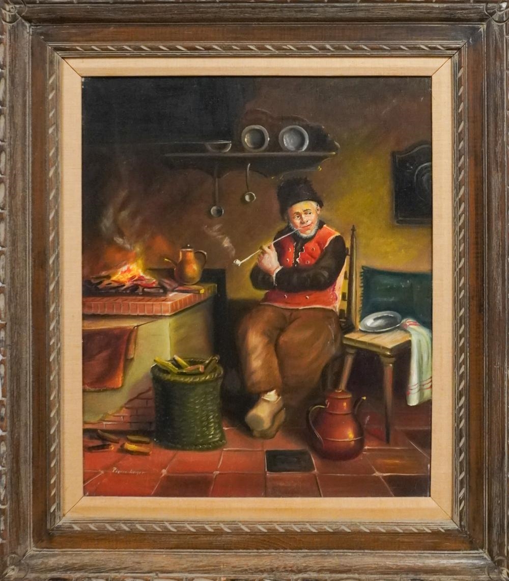 Artwork by Pierre Leger, Man Smoking a Pipe, Made of Oil on Canvas