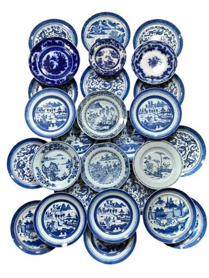 Large | LARGE Collection of Flow Blue & Asian Plates | MutualArt
