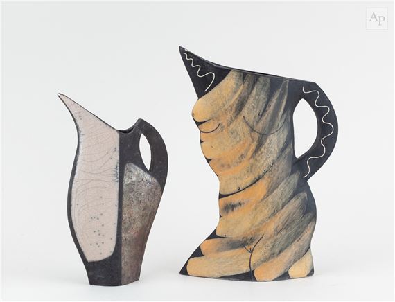 JUDE JELFS (born 1950); 'Jug in Striped Dress 4' - Jude Jelfs