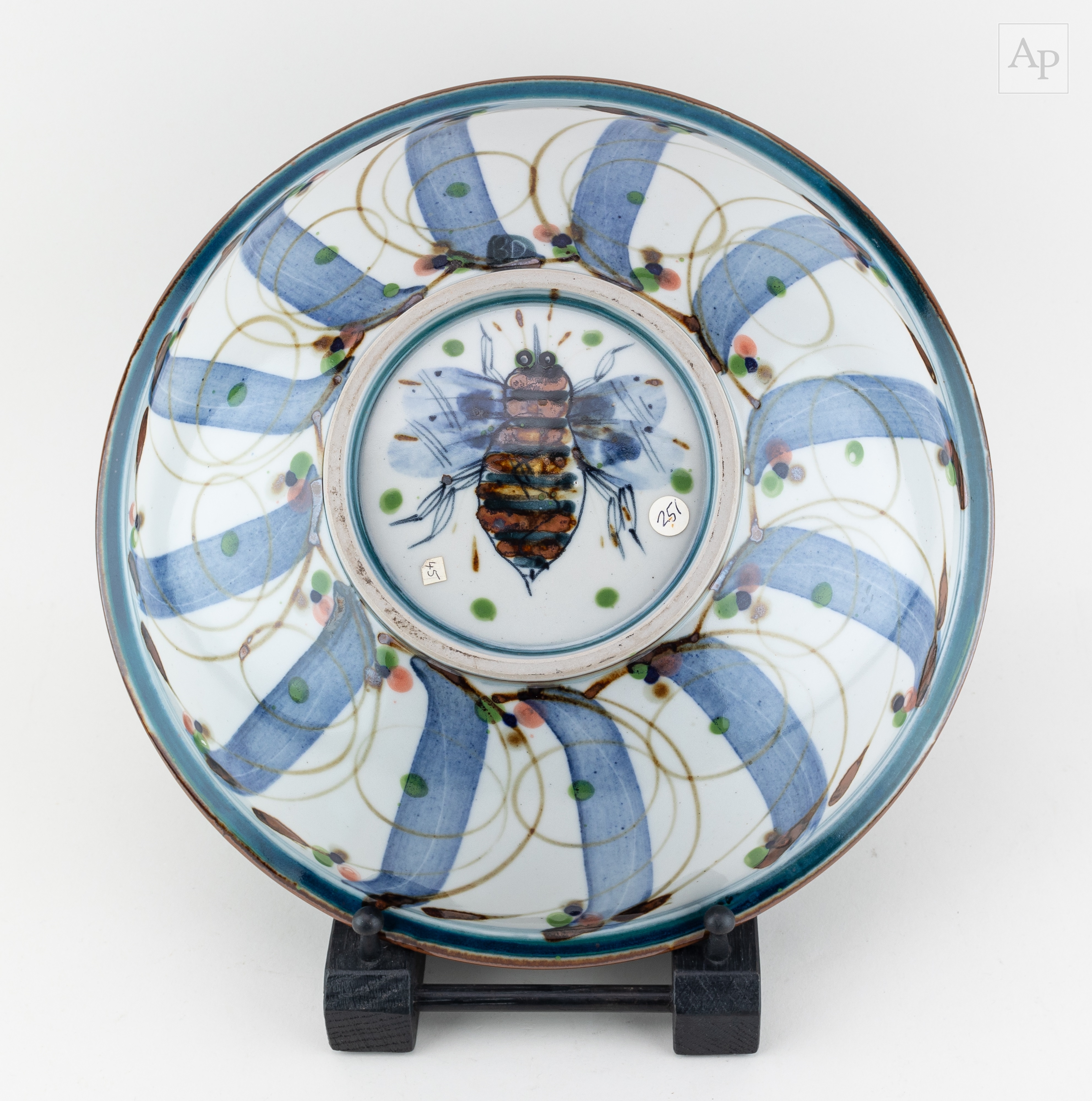 Artwork by Brian Dickenson, BRIAN DICKENSON; a large stoneware bowl decorated with a fish, Made of stoneware