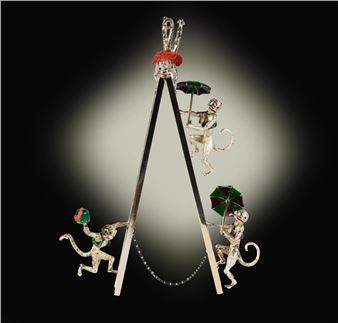 Gene Moore for Tiffany and Co.: A Sterling and Enamel Circus Monkey Group - Gene Moore