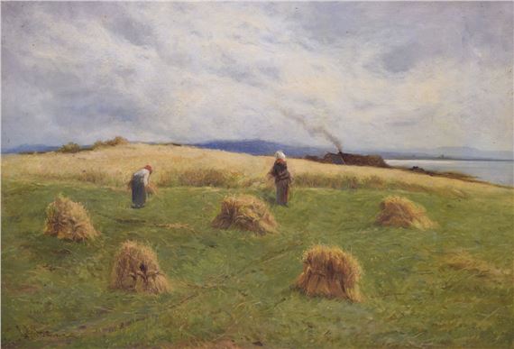 Oil on canvas - Harvesting by George Aikman