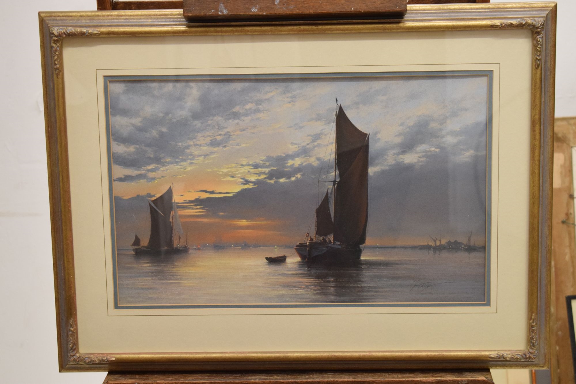 Artwork by Christine Slade, Thames Barges, East Anglia, Made of Pastel