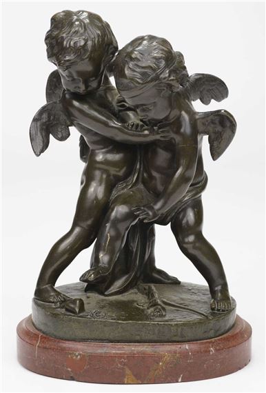 French School, circa 1870, a fine bronze modelled as fighting cherubs by French School, circa 1870