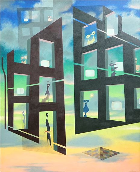 Evening In The City, 1973 by Victor Reinganum, dated '73