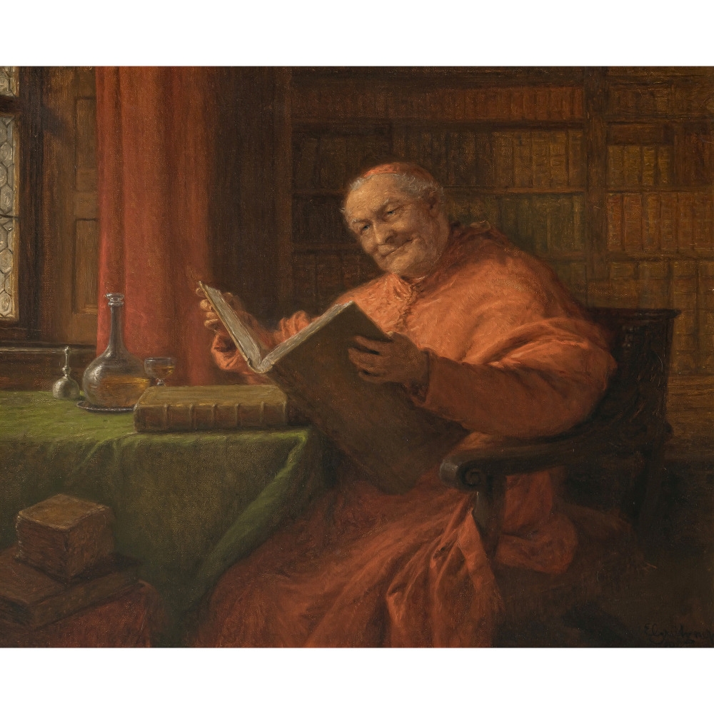 Eduard von Grützner | Cardinal reading (1846) | MutualArt