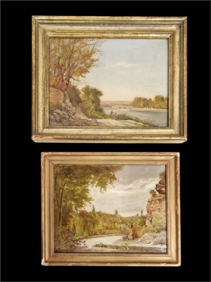 Riverside with Fisherman by Louis Pivot, 1906