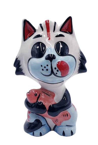 LORNA BAILEY 12.5cm MODEL OF GOOD CATCH THE CAT Signed by Lorna Bailey